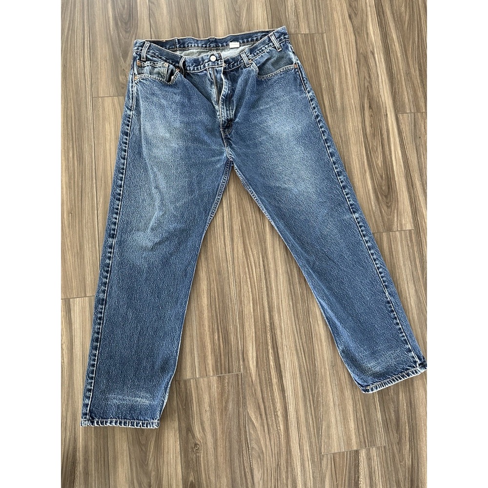 Vintage Levis 505 Regular Fit Straight Leg Blue Jeans Mens 40x30 Made in USA